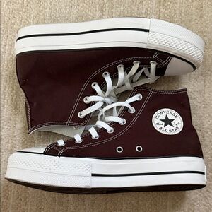 Converse High-Top Sneakers in Brown and White